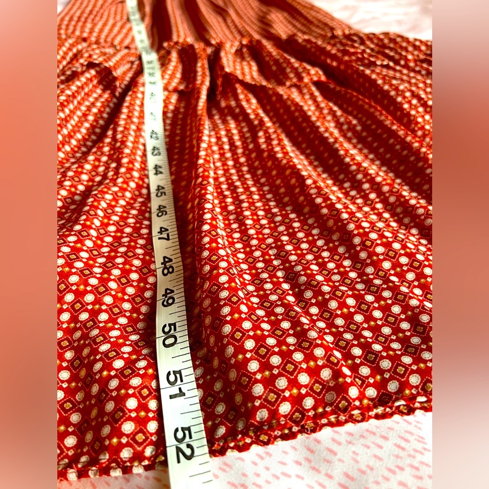 Max Studio Rust/Brick Red Patterned Maxi Dress Ru… - image 7